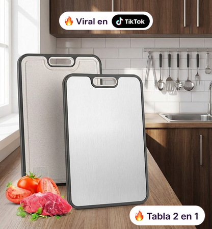 Tabla de Cortar de Titanio 2 en 1 – Doble Cara Grado Alimenticio