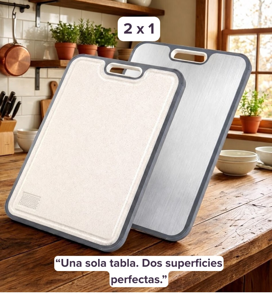 Tabla de Cortar de Titanio 2 en 1 – Doble Cara Grado Alimenticio