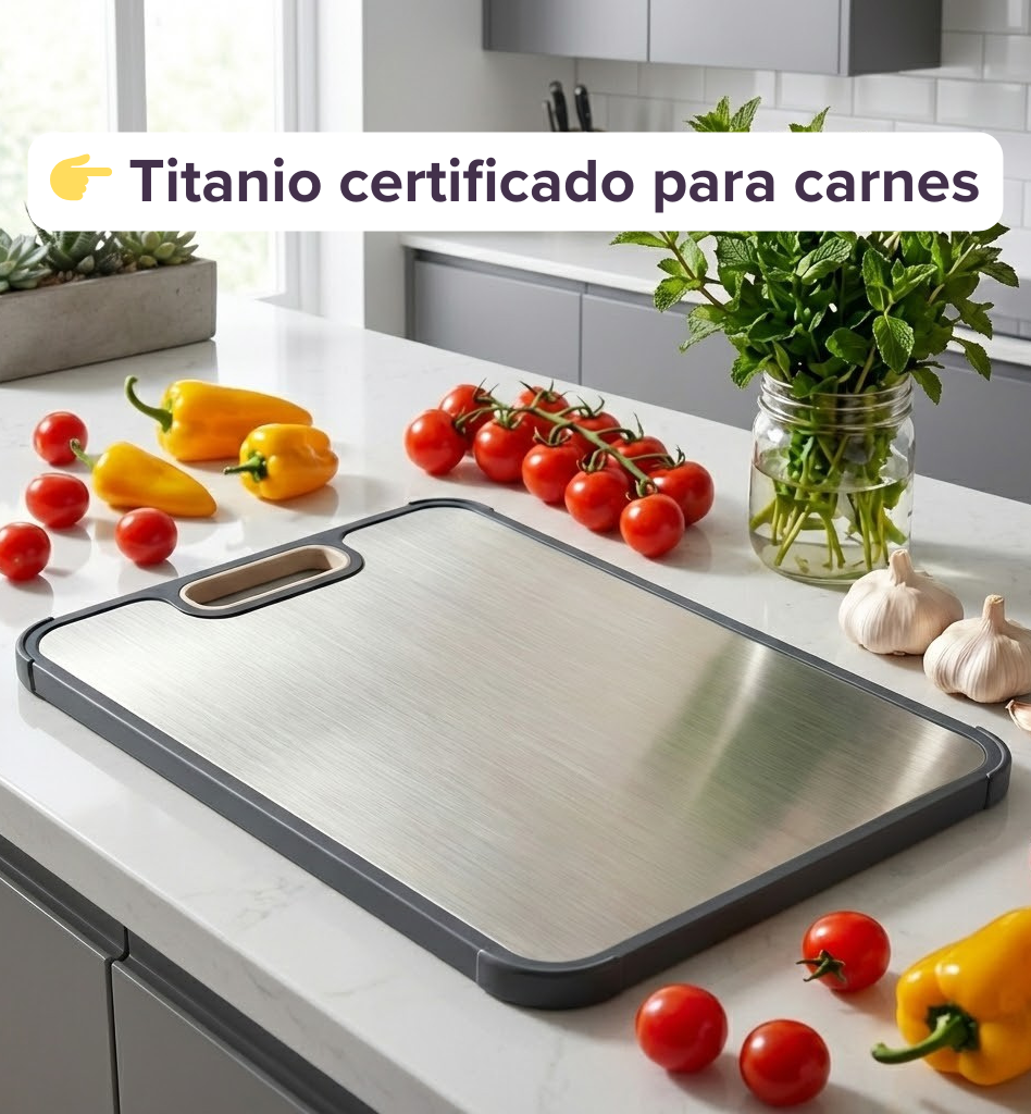 Tabla de Cortar de Titanio 2 en 1 – Doble Cara Grado Alimenticio