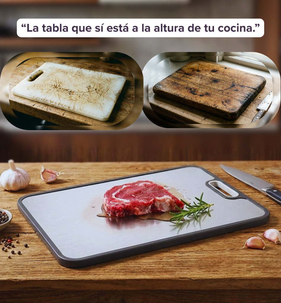 Tabla de Cortar de Titanio 2 en 1 – Doble Cara Grado Alimenticio
